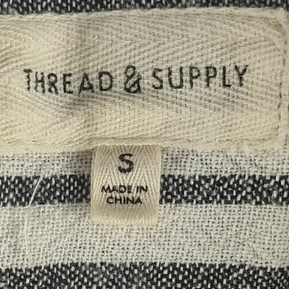 Thread And Supply Linen Blend Fringe Bottom Striped Pullover Dress Size Small - Picture 9 of 11